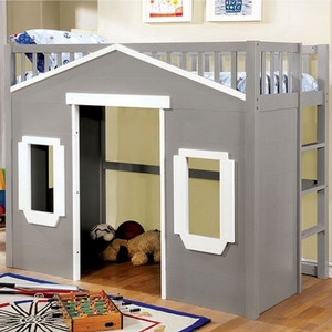 Item # LB011 - Color/Finish: Gray<br><br>Available in Full Size Loft Bed<br>Dimensions: 79 7/8 L X 42 3/8 W X 65 H